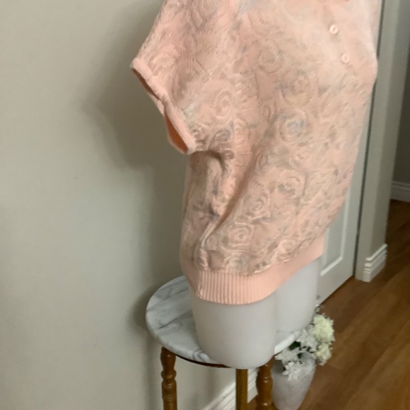 Vintage Henley Sweater Top, Medium Embellished Peach Made in Australia - Picture 12 of 12